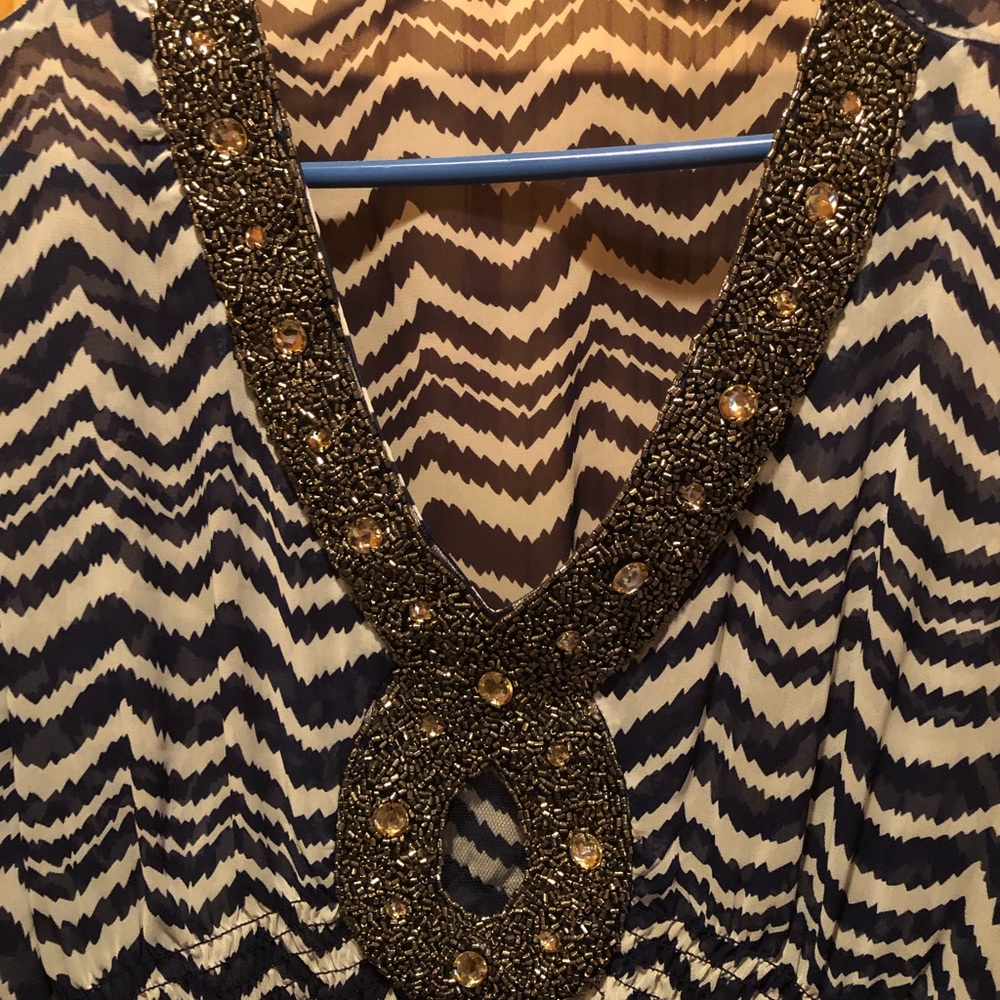 Chevron sheer blouse with beading design